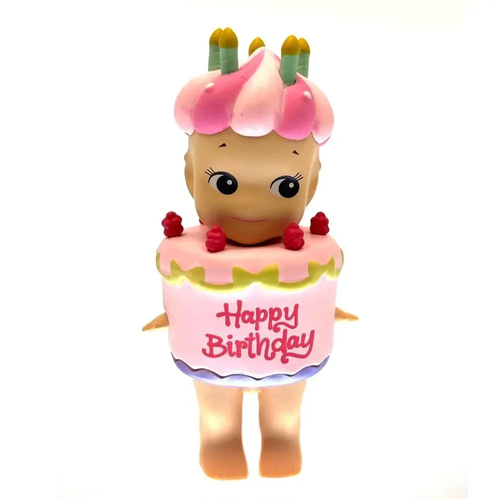New Kewpie/Angel Mini Figure, Raspberry Pink Birthday Cake, Open Blind Box